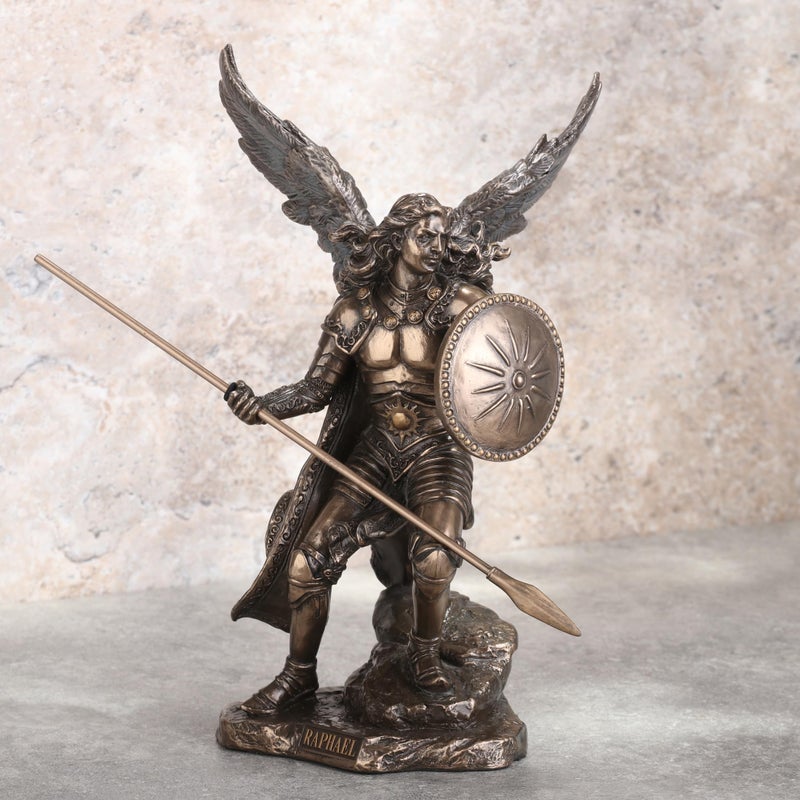 Unicorn Studio 9 1/2 Inch Archangel Raphael Cold Cast Resin Antique Bronze Finish Statue - Image 4